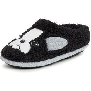 Dearfoams Kids Toddler Little Kid Black Dog Animal Slippers NEW 9-10 US‎